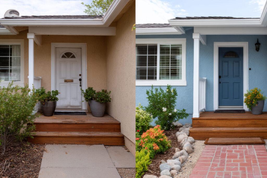 Before and after of a refreshed home entrance